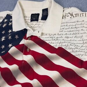 VTG Cotton Traders‎ Declaration of Independence USA Flag Shirt All Over Men's XL